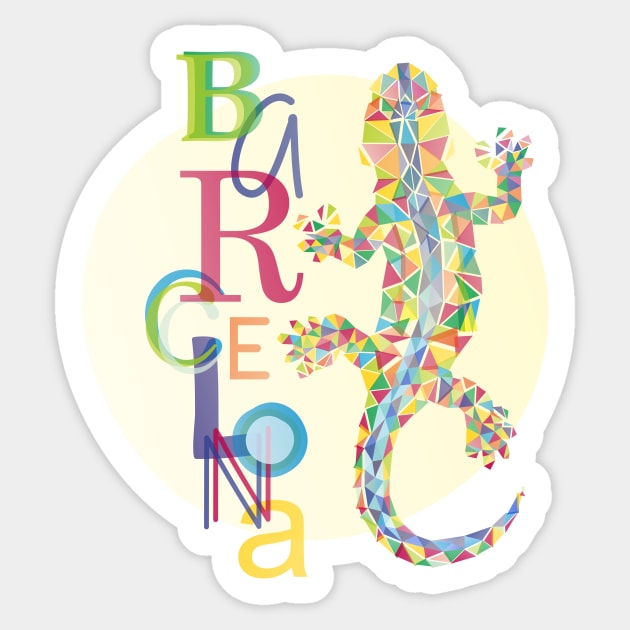 Barcelona City Lizard Sticker by XOOXOO